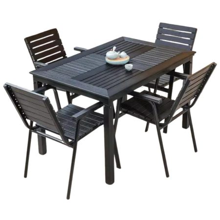 Bộ Bàn Ghế Khung Nhôm Nan Nhựa Composite Ngoài Trời