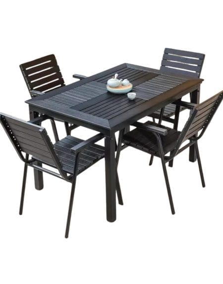 Bộ Bàn Ghế Khung Nhôm Nan Nhựa Composite Ngoài Trời