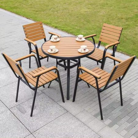 Bộ Bàn Tròn Khung Nhôm Nan Nhựa Composite BG18
