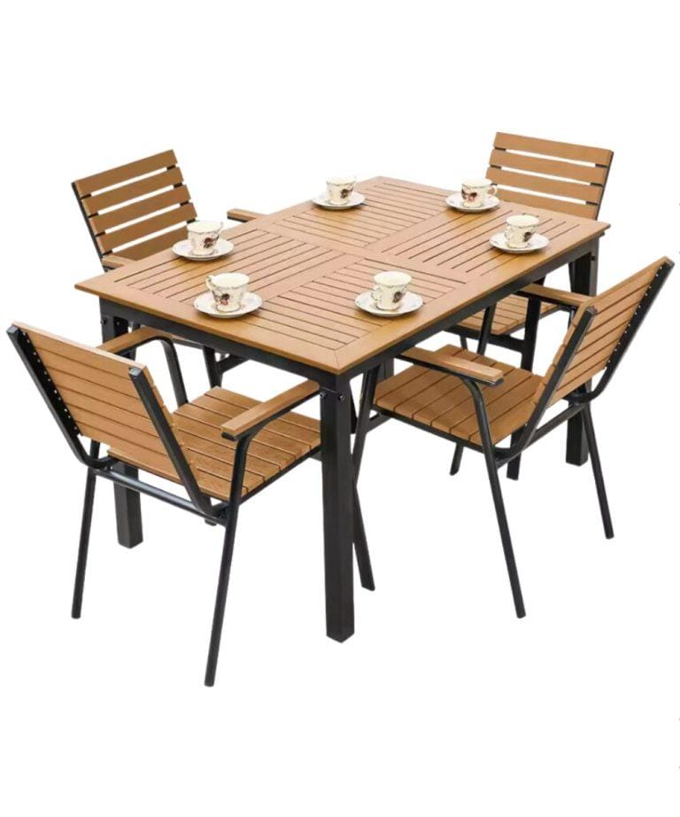 Trang chủ Bộ Bàn Ghế Khung Nhôm Nan Nhựa Composite Ngoài Trời bg17
