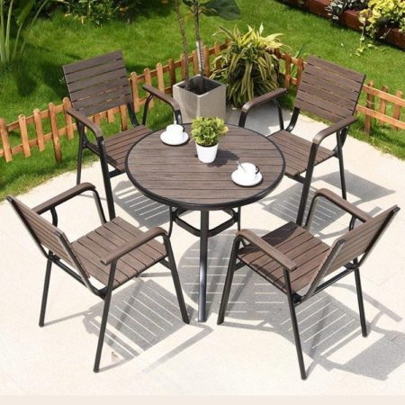 Bộ Bàn Tròn Khung Nhôm Nan Nhựa Composite BG18