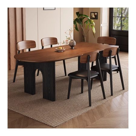 Bàn Ăn Bằng Gỗ Tre Hình Bán Nguyệt Hiện Đại