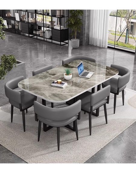 Bàn Ăn Đá Cẩm Thạch 6 Ghế Hiện Đại Cho Nhà Hàng