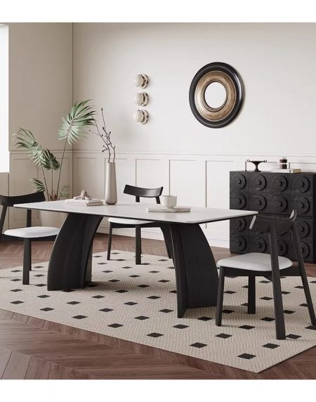 Bàn Ăn Gỗ Trắng Hiện Đại Hình Chữ Nhật