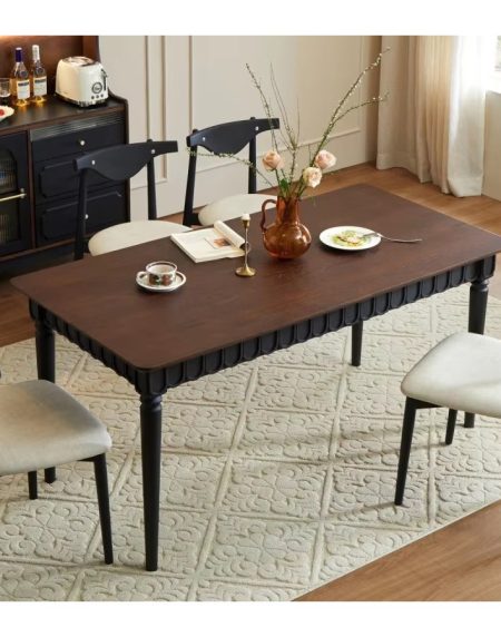 Bàn Ăn Gỗ Tự Nhiên 6 Ghế Chân Kim Loại Eco-Friendly