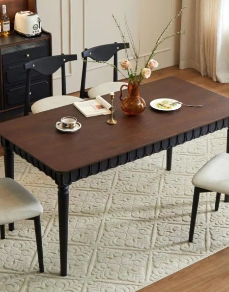 Bàn Ăn Gỗ Tự Nhiên 6 Ghế Chân Kim Loại Eco-Friendly