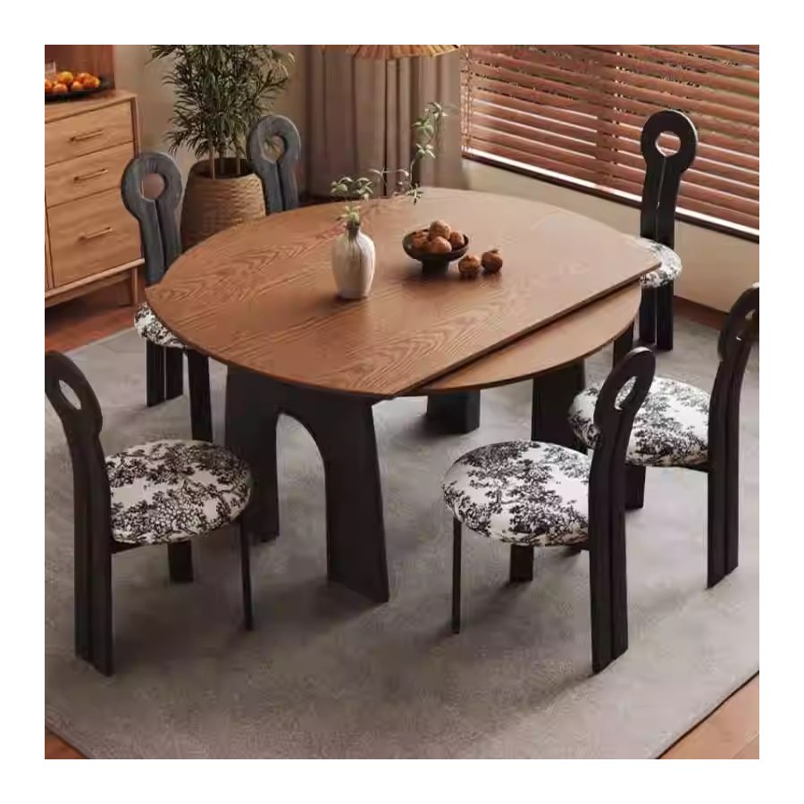 Bàn Ăn Gỗ Tự Nhiên Hình Tròn Mở Rộng 4-6 Ghế Bàn Ăn Gỗ Tự Nhiên Hình Tròn Mở Rộng 4-6 Ghế