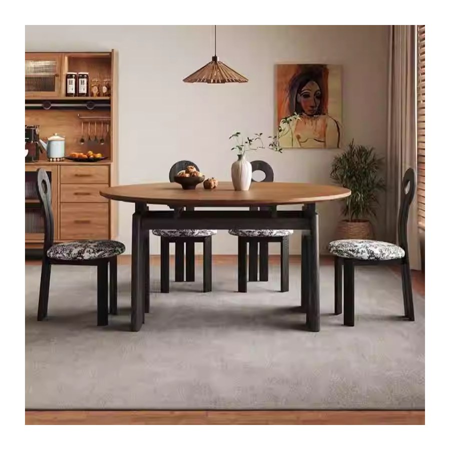 Bàn Ăn Gỗ Tự Nhiên Hình Tròn Mở Rộng 4-6 Ghế Bàn Ăn Gỗ Tự Nhiên Hình Tròn Mở Rộng 4-6 Ghế