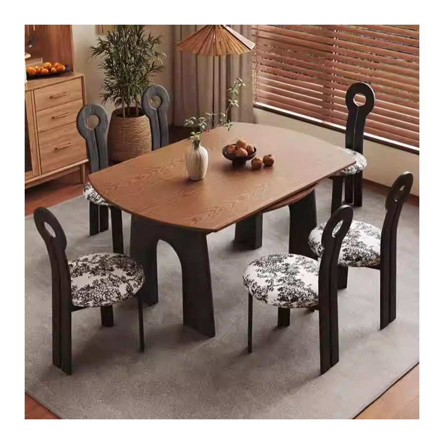Bàn Ăn Gỗ Tự Nhiên Hình Tròn Mở Rộng 4-6 Ghế Bàn Ăn Gỗ Tự Nhiên Hình Tròn Mở Rộng 4-6 Ghế