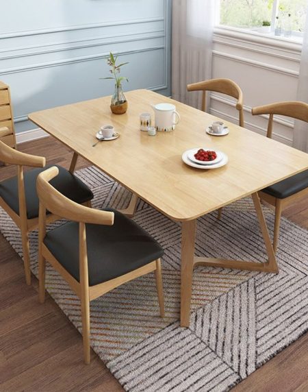 Bàn Ăn Gỗ Tự Nhiên Hình Vuông 1.4m Cho 2-6 Người
