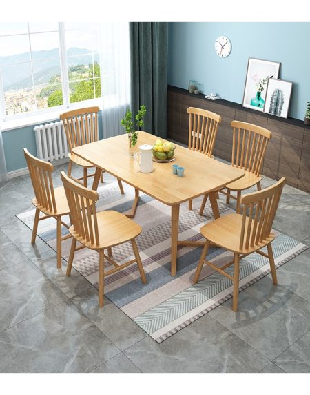 Bàn Ăn Gỗ Tự Nhiên Hình Vuông 1.4m Cho 2-6 Người
