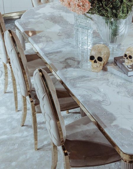 Bàn Ăn Hiện Đại Bằng Đá Marble và 8 Ghế Kim Loại Sang Trọng Bàn Ăn Hiện Đại Bằng Đá Marble và 8 Ghế Kim Loại Sang Trọng