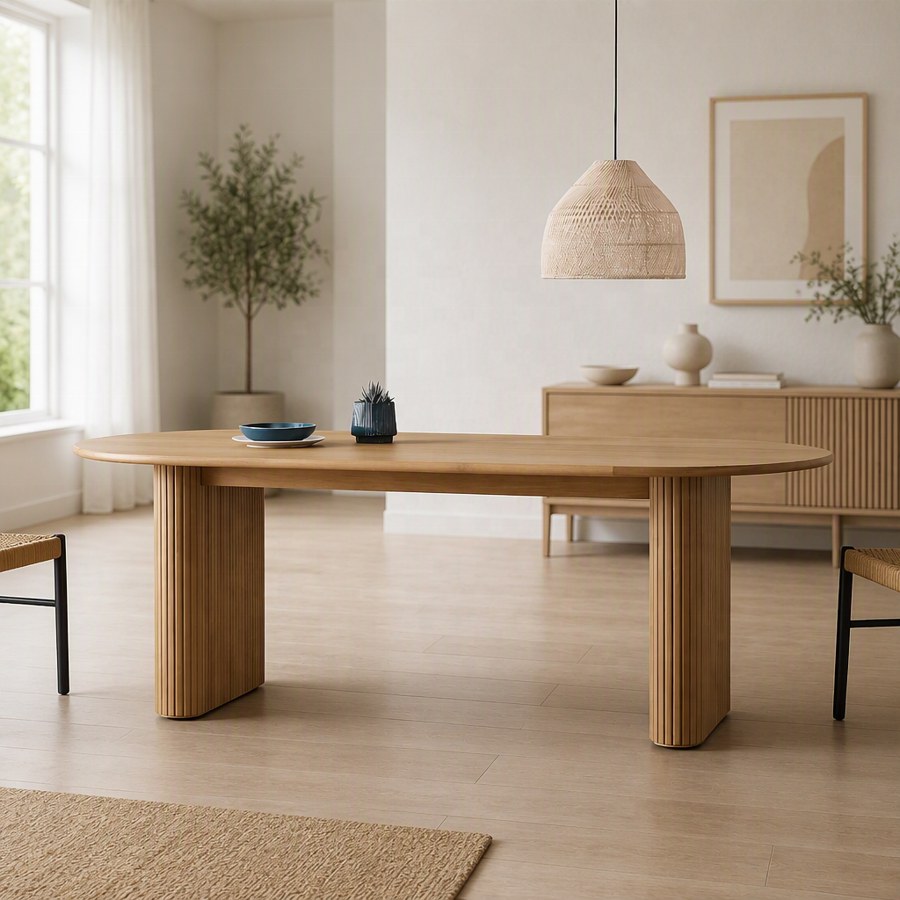 Bàn Ăn Oval Gỗ Sồi Hiện Đại 2.6 Mét Sang Trọng Bàn Ăn Oval Gỗ Sồi Hiện Đại 2.6 Mét Sang Trọng