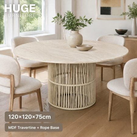 Bàn Ăn Tròn Gỗ MDF Hiện Đại Chân Kim Loại