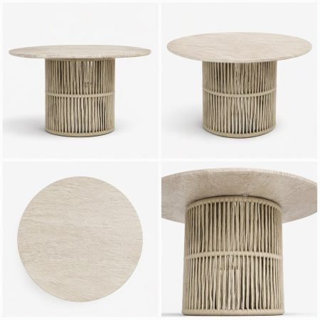 Bàn Ăn Tròn Gỗ MDF Hiện Đại Chân Kim Loại
