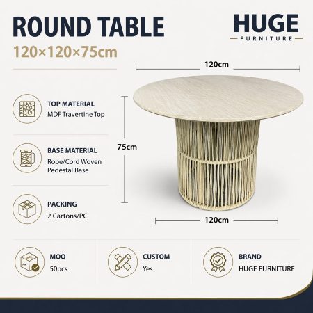 Bàn Ăn Tròn Gỗ MDF Hiện Đại Chân Kim Loại