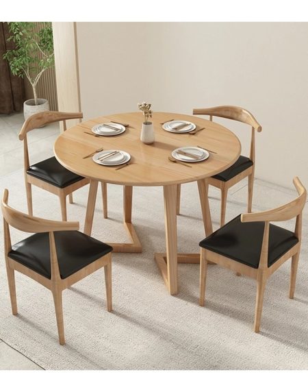 Bàn Ăn Tròn Gỗ Tự Nhiên 4 Ghế Hiện Đại