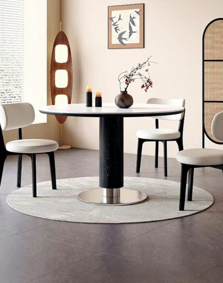 Bàn Ăn Tròn Gỗ Tự Nhiên 4 Ghế Phong Cách Hiện Đại