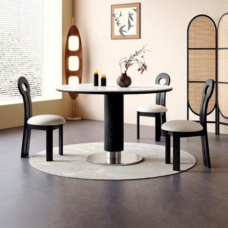 Bàn Ăn Tròn Gỗ Tự Nhiên 4 Ghế Phong Cách Hiện Đại