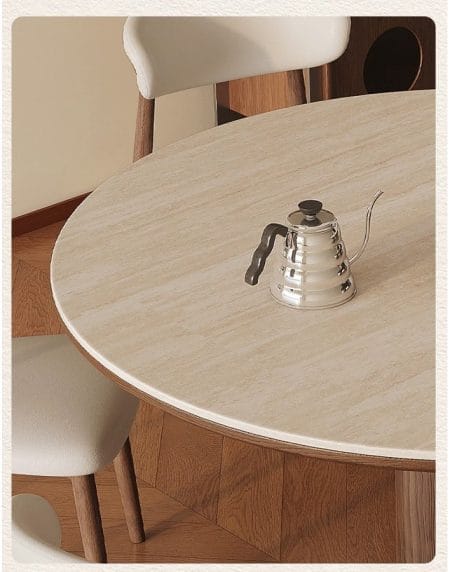 Bàn Ăn Tròn Hiện Đại Gỗ Tự Nhiên Mặt Đá Sintered Bàn Ăn Tròn Hiện Đại Gỗ Tự Nhiên Mặt Đá Sintered
