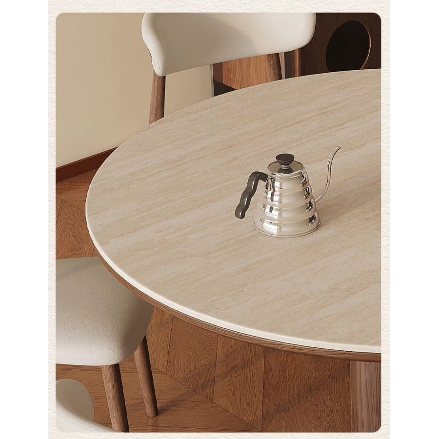 Bàn Ăn Tròn Hiện Đại Gỗ Tự Nhiên Mặt Đá Sintered Bàn Ăn Tròn Hiện Đại Gỗ Tự Nhiên Mặt Đá Sintered