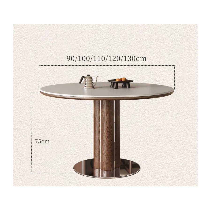 Bàn Ăn Tròn Hiện Đại Gỗ Tự Nhiên Mặt Đá Sintered Bàn Ăn Tròn Hiện Đại Gỗ Tự Nhiên Mặt Đá Sintered