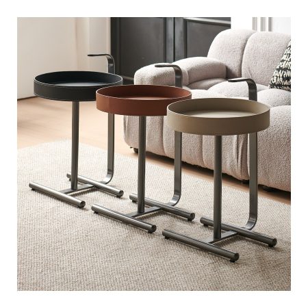 Bàn Cạnh Da Di Động Phong Cách Wabi-sabi Đế Kim Loại Hiện Đại Bàn Cạnh Da Di Động Phong Cách Wabi-sabi Đế Kim Loại Hiện Đại
