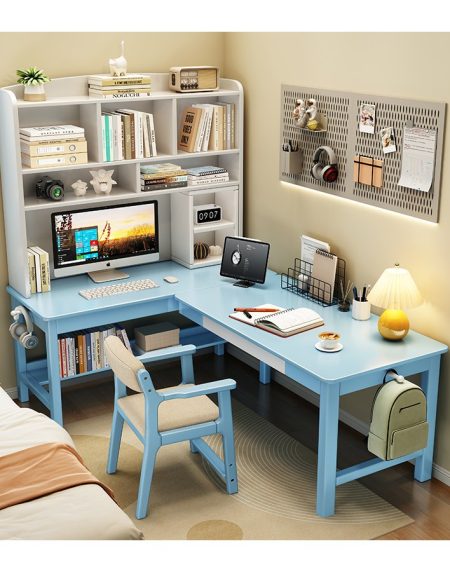 Bàn Học L Hình Cho Trẻ Em Bằng Gỗ Hiện Đại