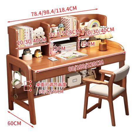 Bàn Học Trẻ Em Gỗ Đa Năng Có Kệ Lưu Trữ