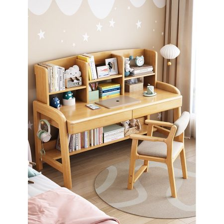 Bàn Học Trẻ Em Gỗ Đa Năng Có Kệ Lưu Trữ