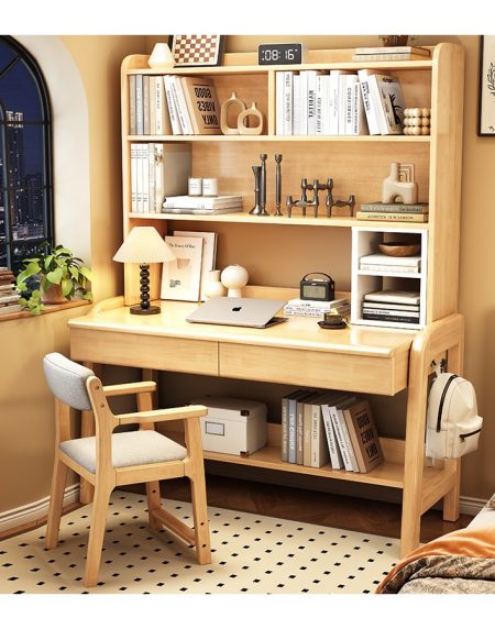 Bàn Học Trẻ Em Gỗ Hiện Đại Có Kệ Sách