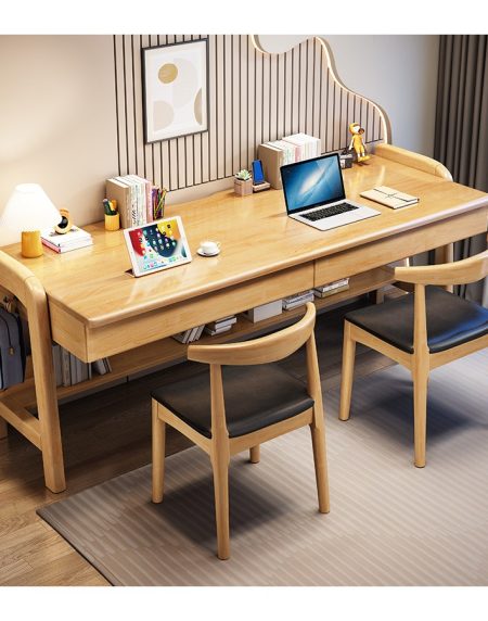 Bàn Học Trẻ Em Gỗ Tự Nhiên Đôi Điều Chỉnh Chiều Cao