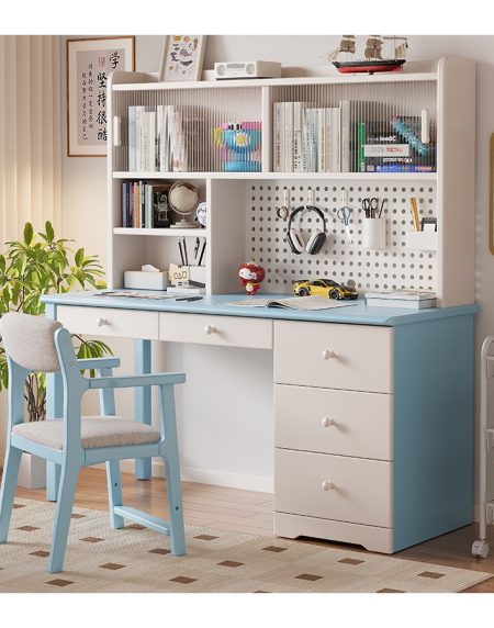 Bàn Học Trẻ Em Gỗ Tự Nhiên Hiện Đại Có Kệ Sách