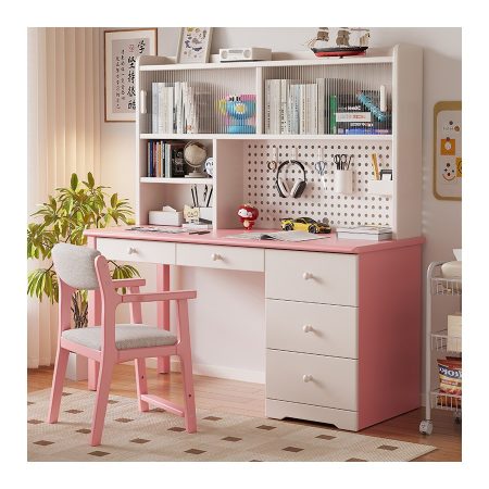 Bàn Học Trẻ Em Gỗ Tự Nhiên Hiện Đại Có Kệ Sách
