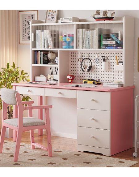 Bàn Học Trẻ Em Gỗ Tự Nhiên Hiện Đại Có Kệ Sách
