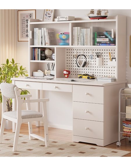 Bàn Học Trẻ Em Gỗ Tự Nhiên Hiện Đại Có Kệ Sách