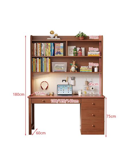 Bàn Học Trẻ Em Gỗ Tự Nhiên Hiện Đại Có Kệ Và Bảng Cork