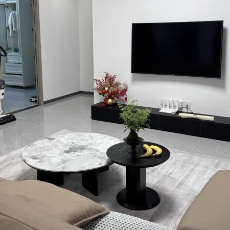 Bàn Trà Đá Cẩm Thạch Tối Giản Gỗ Tự Nhiên Có Thể Tháo Rời