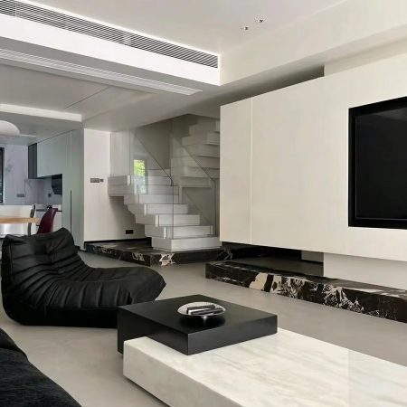 Bàn Trà Đá Cẩm Thạch Tối Giản Hai Tông Màu