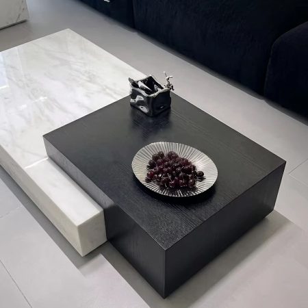 Bàn Trà Đá Cẩm Thạch Tối Giản Hai Tông Màu