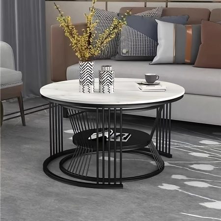 Bàn Trà Đá Cao Cấp Khung Kim Loại Đa Chức Năng