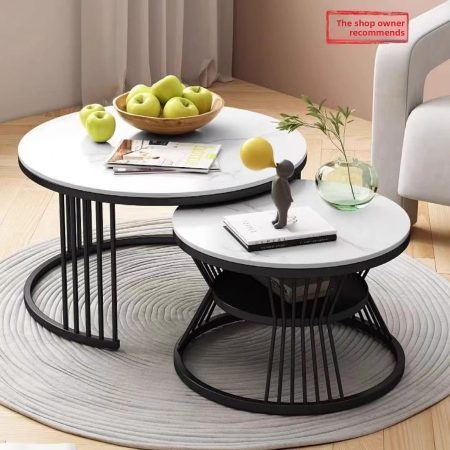 Bàn Trà Đá Cao Cấp Khung Kim Loại Đa Chức Năng