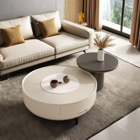 Bàn Trà Đá Hiện Đại Có Kho Lưu Trữ Di Động