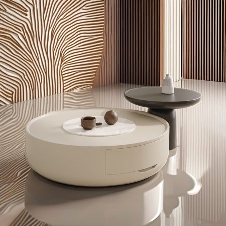 Bàn Trà Đá Hiện Đại Có Kho Lưu Trữ Di Động