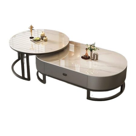 Bàn Trà Đá Hiện Đại Khung Kim Loại Tiện Lợi