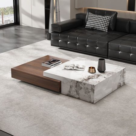Bàn Trà Đá Hình Vuông Gỗ Tối Giản Cao Cấp Bàn Trà Đá Hình Vuông Gỗ Tối Giản Cao Cấp