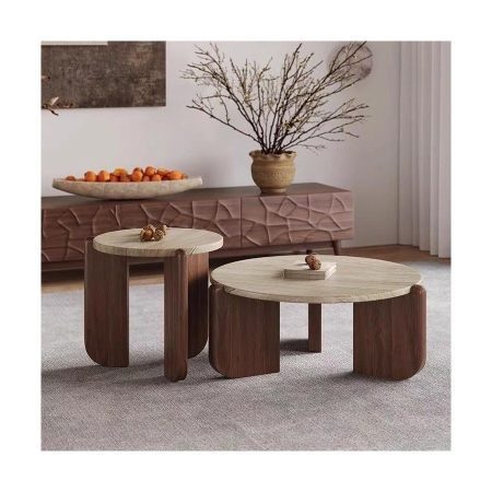 Bàn Trà Đá Marble Chân Gỗ Hiện Đại Đa Năng