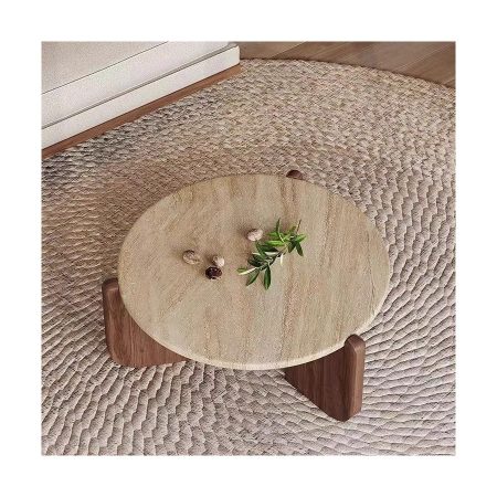 Bàn Trà Đá Marble Chân Gỗ Hiện Đại Đa Năng