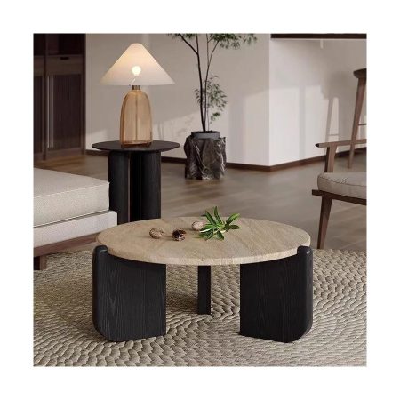 Bàn Trà Đá Marble Chân Gỗ Hiện Đại Đa Năng