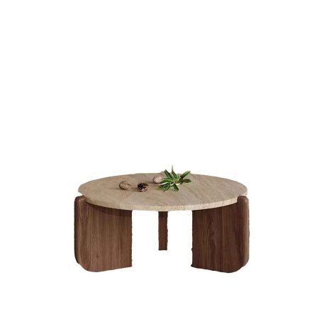 Bàn Trà Đá Marble Chân Gỗ Hiện Đại Đa Năng
